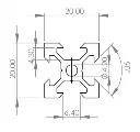 Rail aluminium V 20x20mm 1